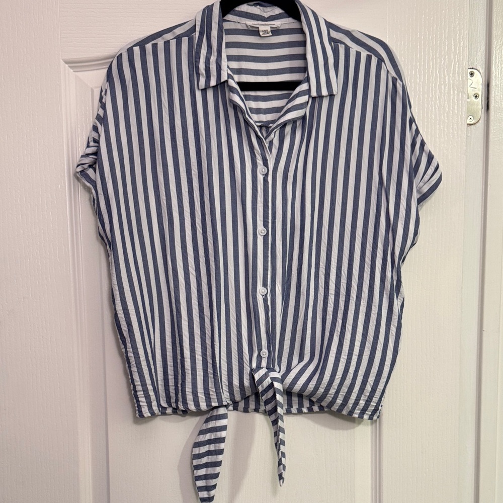 Beachlunchlounge Tie-front Striped Blouse